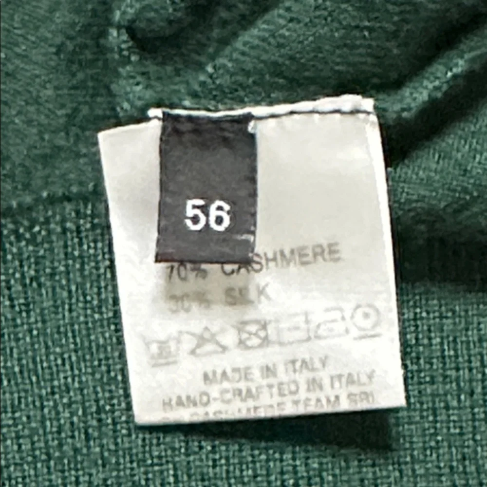 Trillion Estivo Cashmere Silk‎ Lightweight V-Neck Long Sleeve Sweater Green XL
